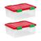IRIS® 30.6qt. Clear Ultimate Box with Red & Green Buckle Lids, 2ct.